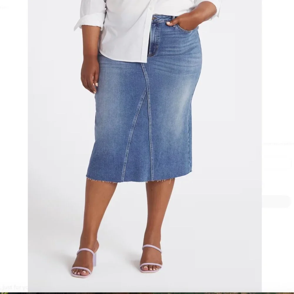 NWT Just Black Leila Scissor Cut Midi Skirt Size 3X 18W / 20W Plus Size Stretchy